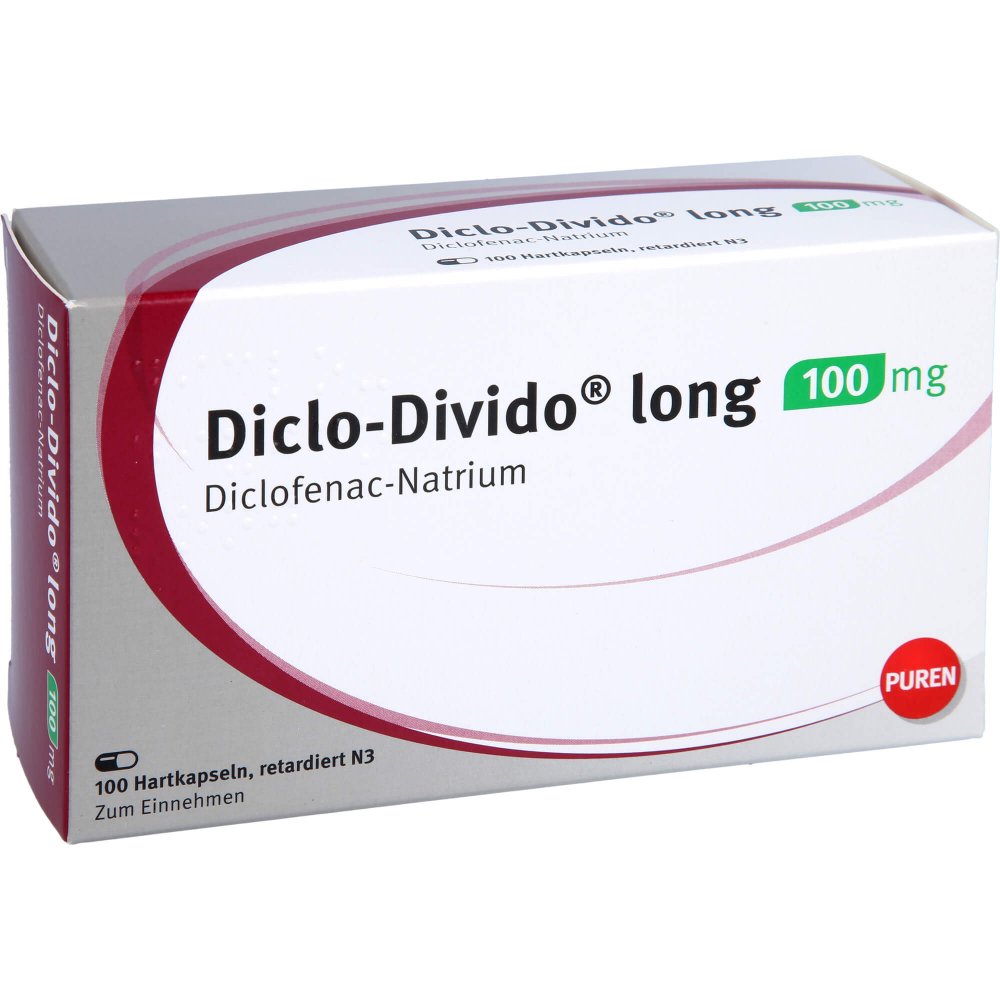 Das Produktfoto zeigt Diclo Divido Long Retardkapseln (100 stk) PZN 03892625