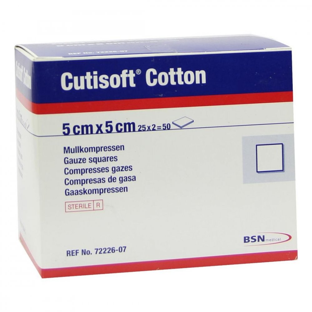 Cutisoft Cotton Kompr.5x5 Cm Steril 12fach (25X2 stk)
