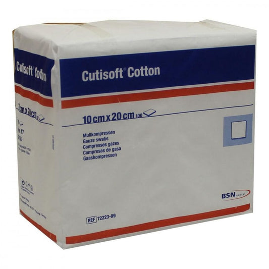 Das Produktfoto zeigt Cutisoft Cotton Kompr.10x20 Cm Unster.12fach (100 stk) PZN 03896971