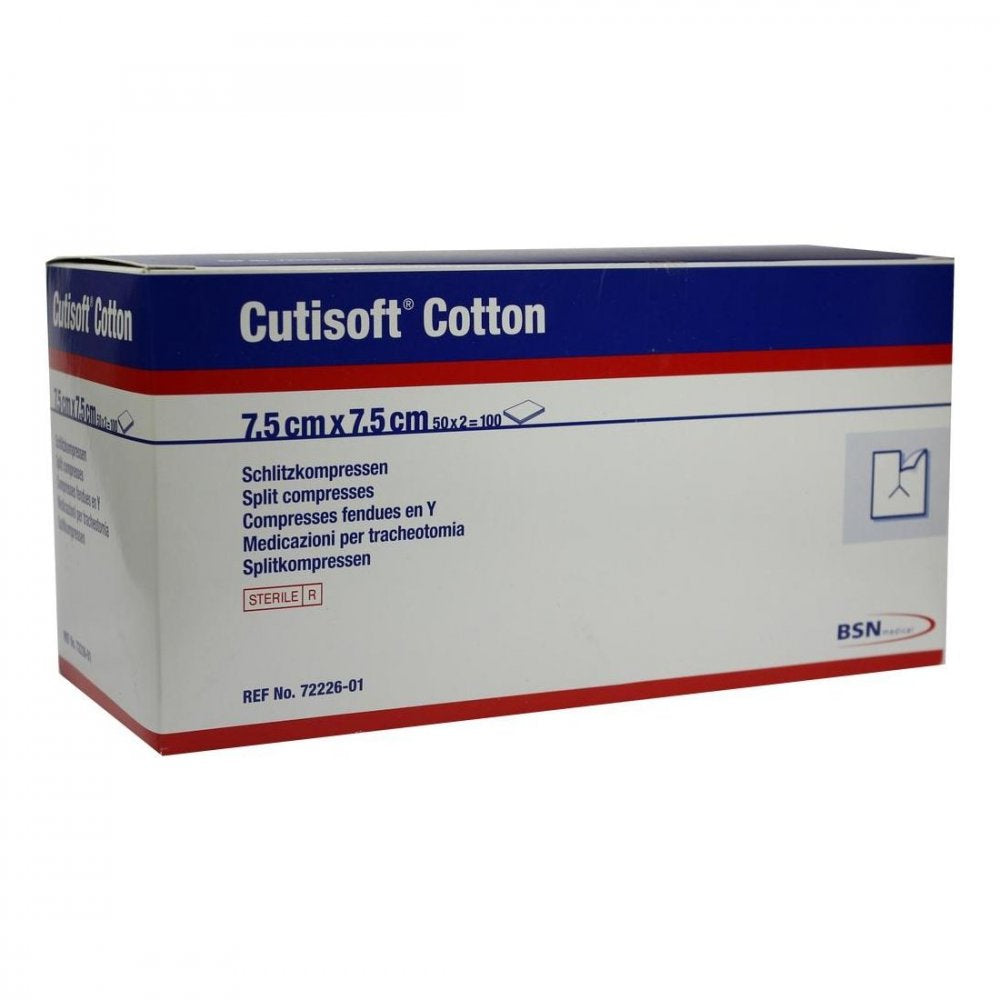 Cutisoft Cotton Schlitzkompr.7,5x7,5 Cm Steril (50X2 stk)