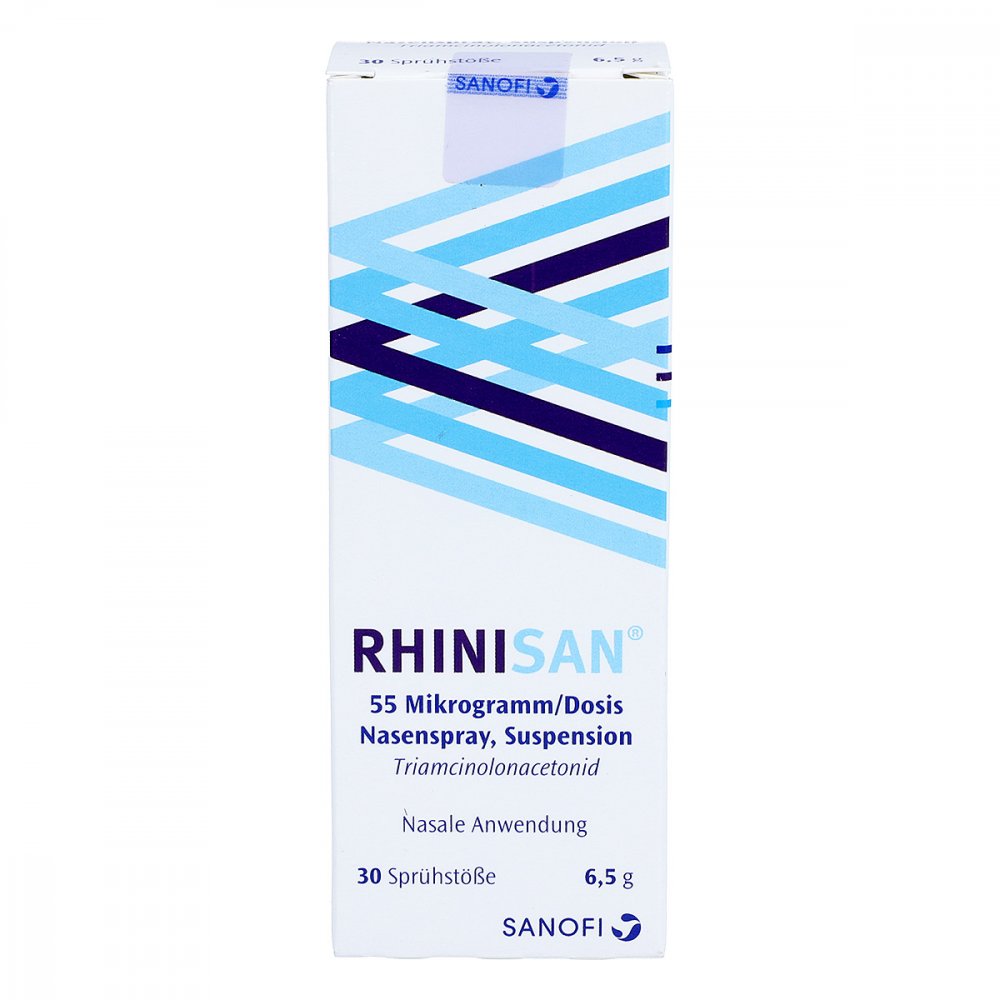 Das Produktfoto zeigt Rhinisan 55 Μg/Dosis Nasenspray (6.5 g) PZN 03901560