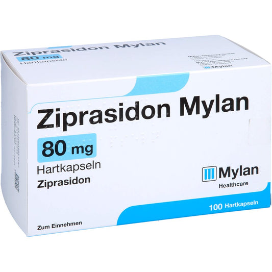 Das Produktfoto zeigt Ziprasidon Mylan 80 Mg Hartkapseln (100 stk) PZN 03904558