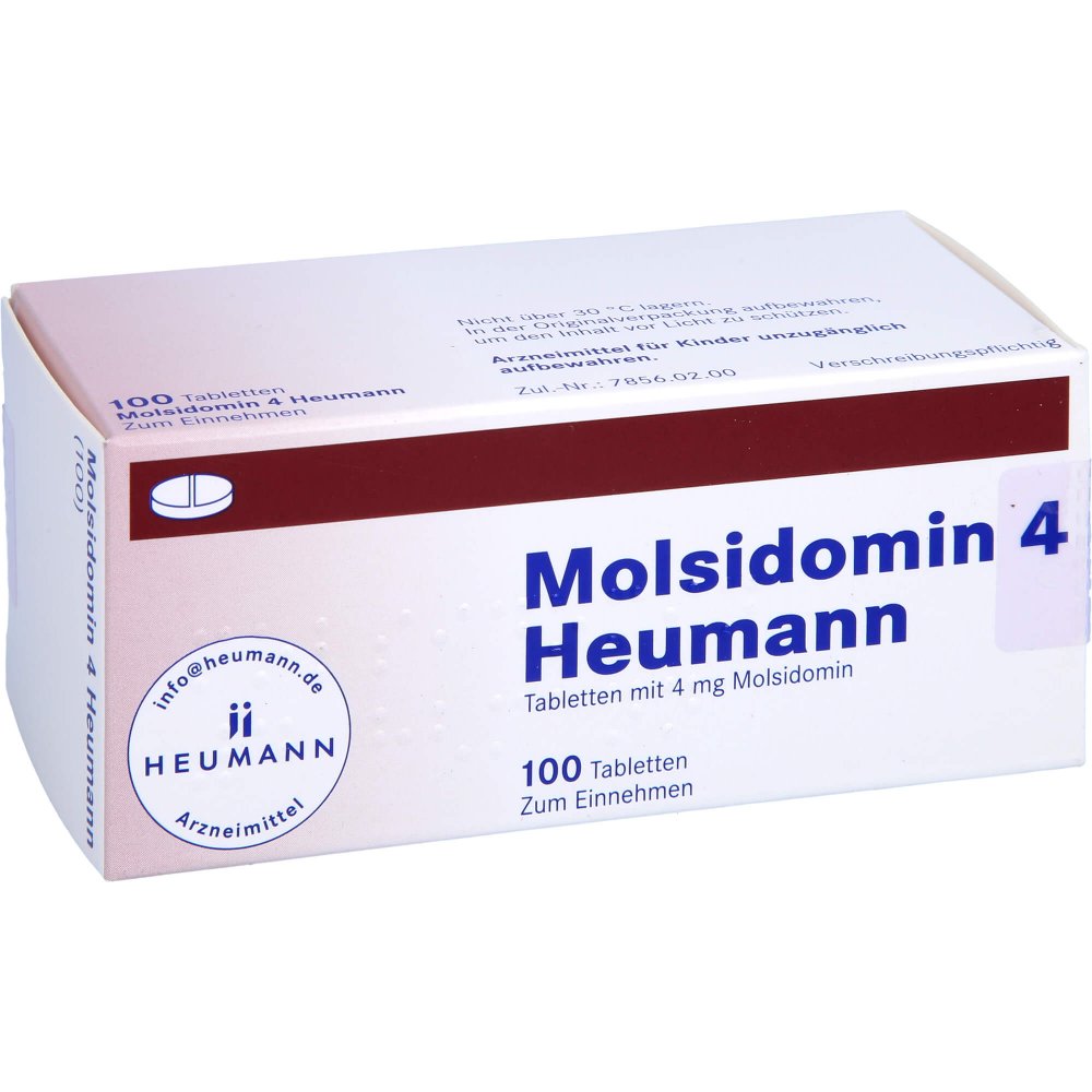Das Produktfoto zeigt Molsidomin 4 Heumann Tabletten (100 stk) PZN 03911015