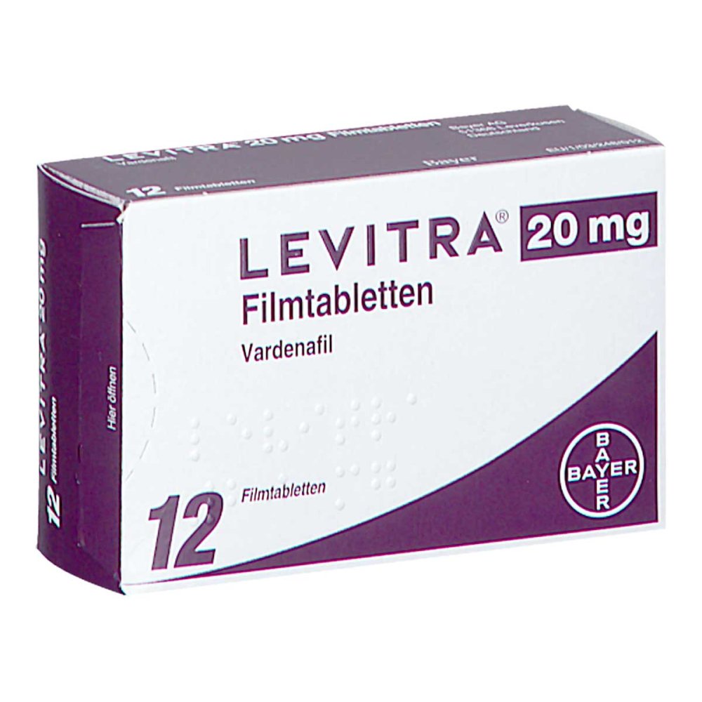Das Produktfoto zeigt Levitra 20 Mg Filmtabletten (12 stk) PZN 03933821