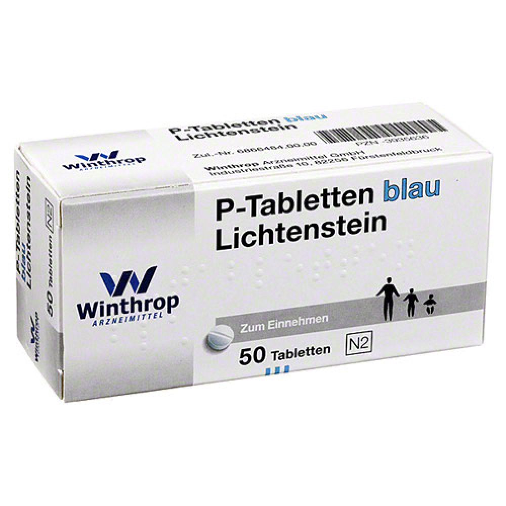 Das Produktfoto zeigt P Tabletten Blau 8 Mm Teilk. (50 stk) PZN 03935636