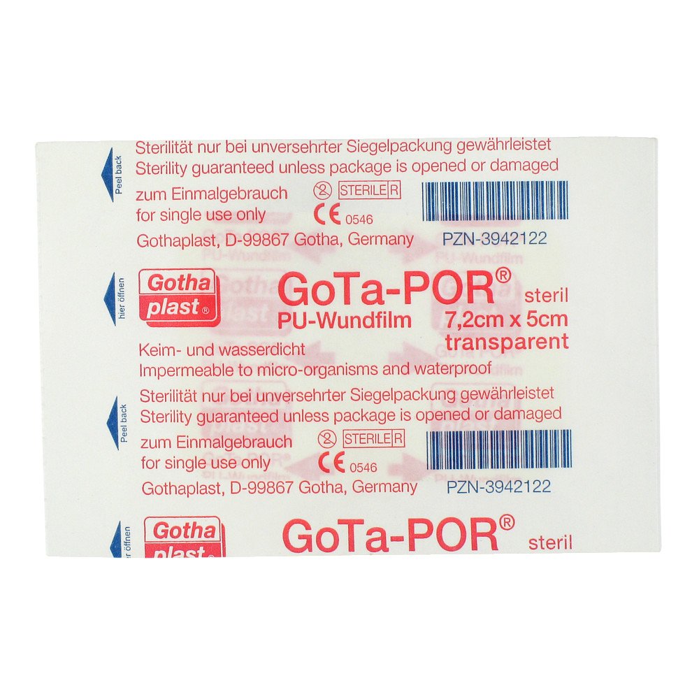 Das Produktfoto zeigt Gota-Por Pu Wundfilm 7,2x5 Cm Steril Pflaster (1 stk) PZN 03942122