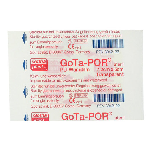 Das Produktfoto zeigt Gota-Por Pu Wundfilm 7,2x5 Cm Steril Pflaster (1 stk) PZN 03942122