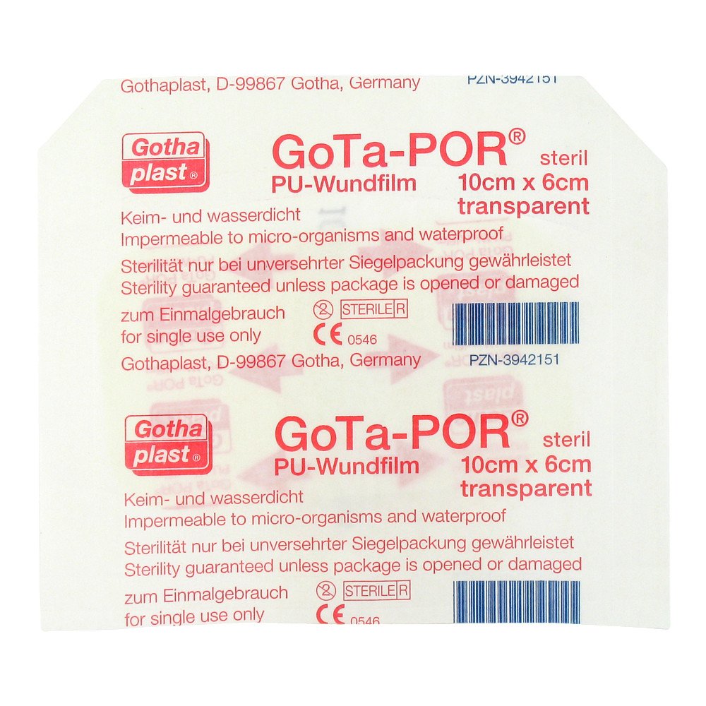 Das Produktfoto zeigt Gota-Por Pu Wundfilm 10x6 Cm Steril Pflaster (1 stk) PZN 03942151
