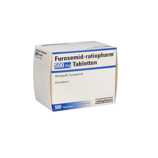 Das Produktfoto zeigt Furosemid-Ratiopharm 500 Mg Tabletten (100 stk) PZN 03942429