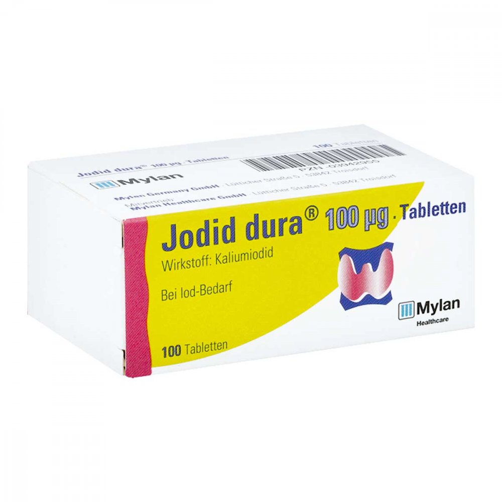 Das Produktfoto zeigt Jodid Dura 100 Μg Tabletten (100 stk) PZN 03942955