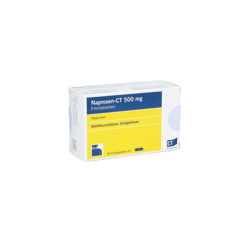Das Produktfoto zeigt Naproxen-Ct 500 Mg Filmtabletten (50 stk) PZN 03956182