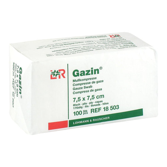 Gazin Mullkomp.7,5x7,5 Cm Unsteril 8fach Op (100 stk)