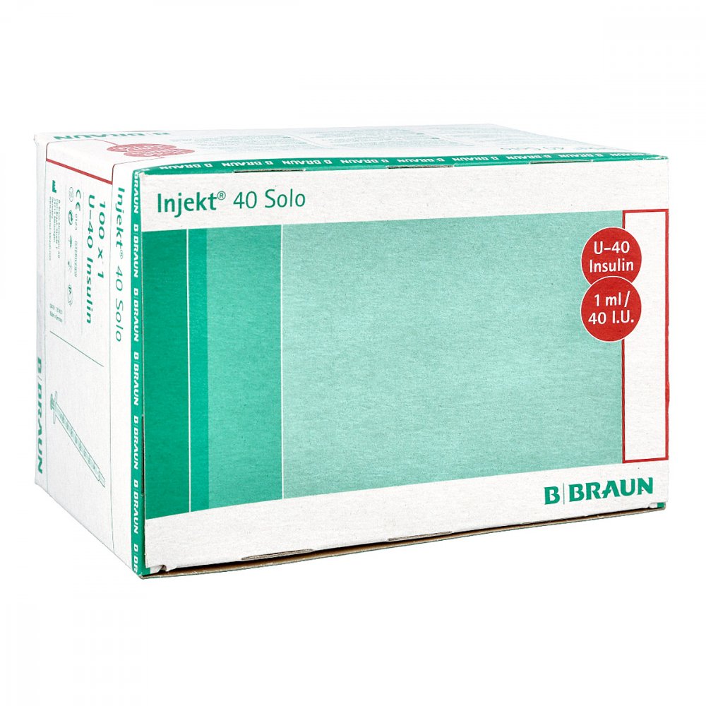 Das Produktfoto zeigt Injekt Solo Insulinspr.1 Ml U40 (100X1 ml) PZN 03961088