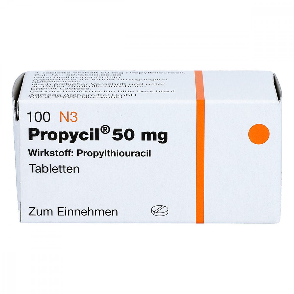 Das Produktfoto zeigt Propycil 50 Mg Tabletten (100 stk) PZN 03962001
