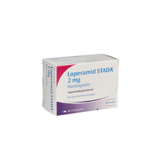 Das Produktfoto zeigt Loperamid Stada 2 Mg Hartkapseln (50 stk) PZN 03970696