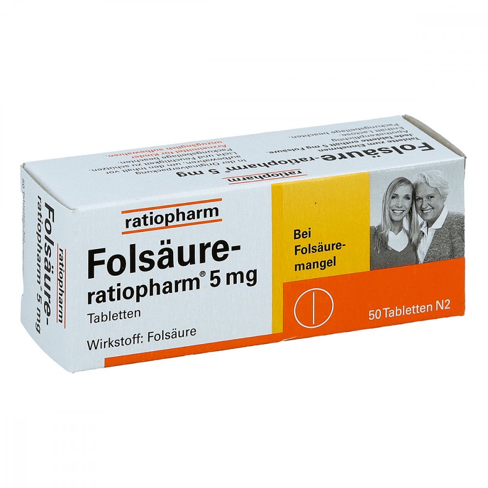Folsäure-Ratiopharm 5 Mg Tabletten (50 stk)