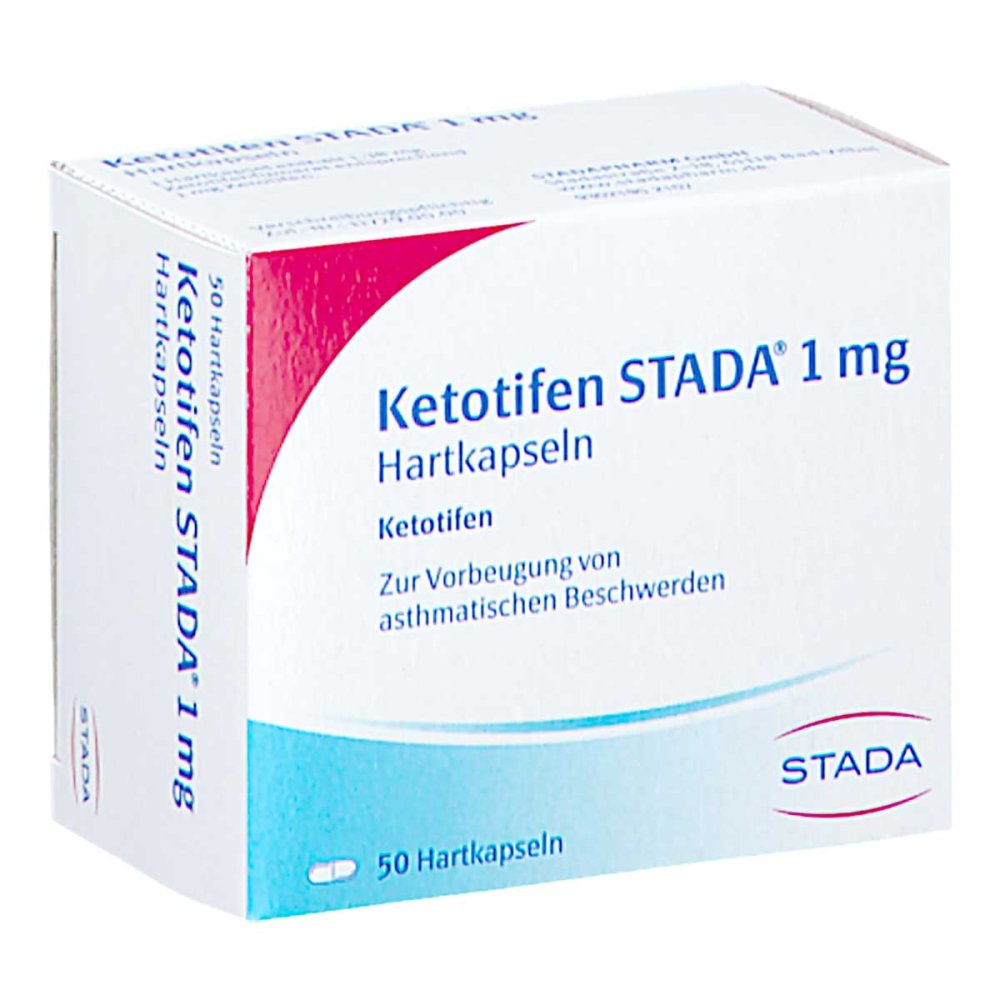 Das Produktfoto zeigt Ketotifen Stada 1 Mg Hartkapseln (50 stk) PZN 03989419
