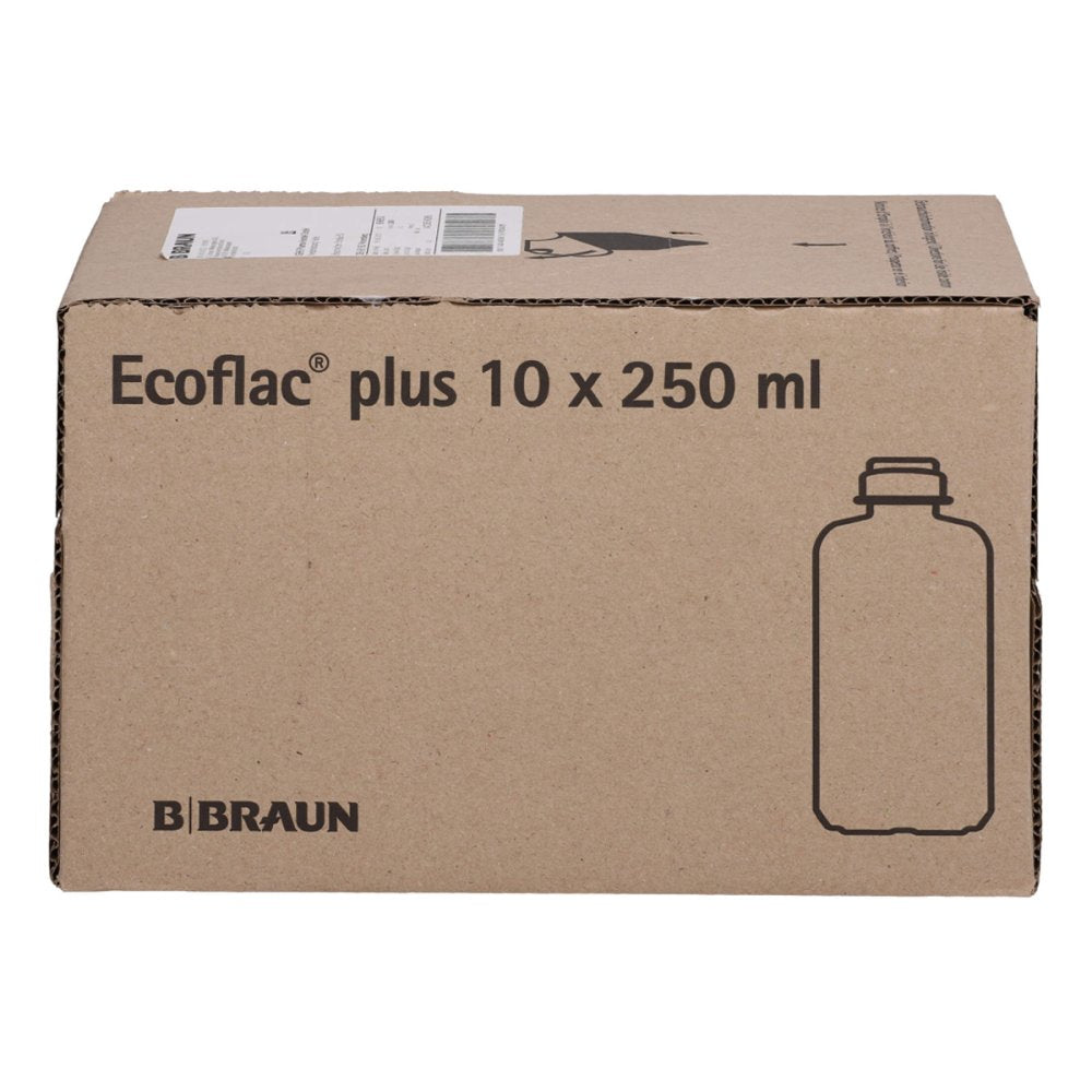 Das Produktfoto zeigt Osmofundin 15% N Ecoflac Pl. Infusionslösung (10X250 ml) PZN 03989448