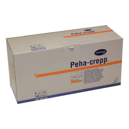 Das Produktfoto zeigt Peha Crepp Fixierbinde 6 Cmx4 M Comp.Verp. (100 stk) PZN 03993556
