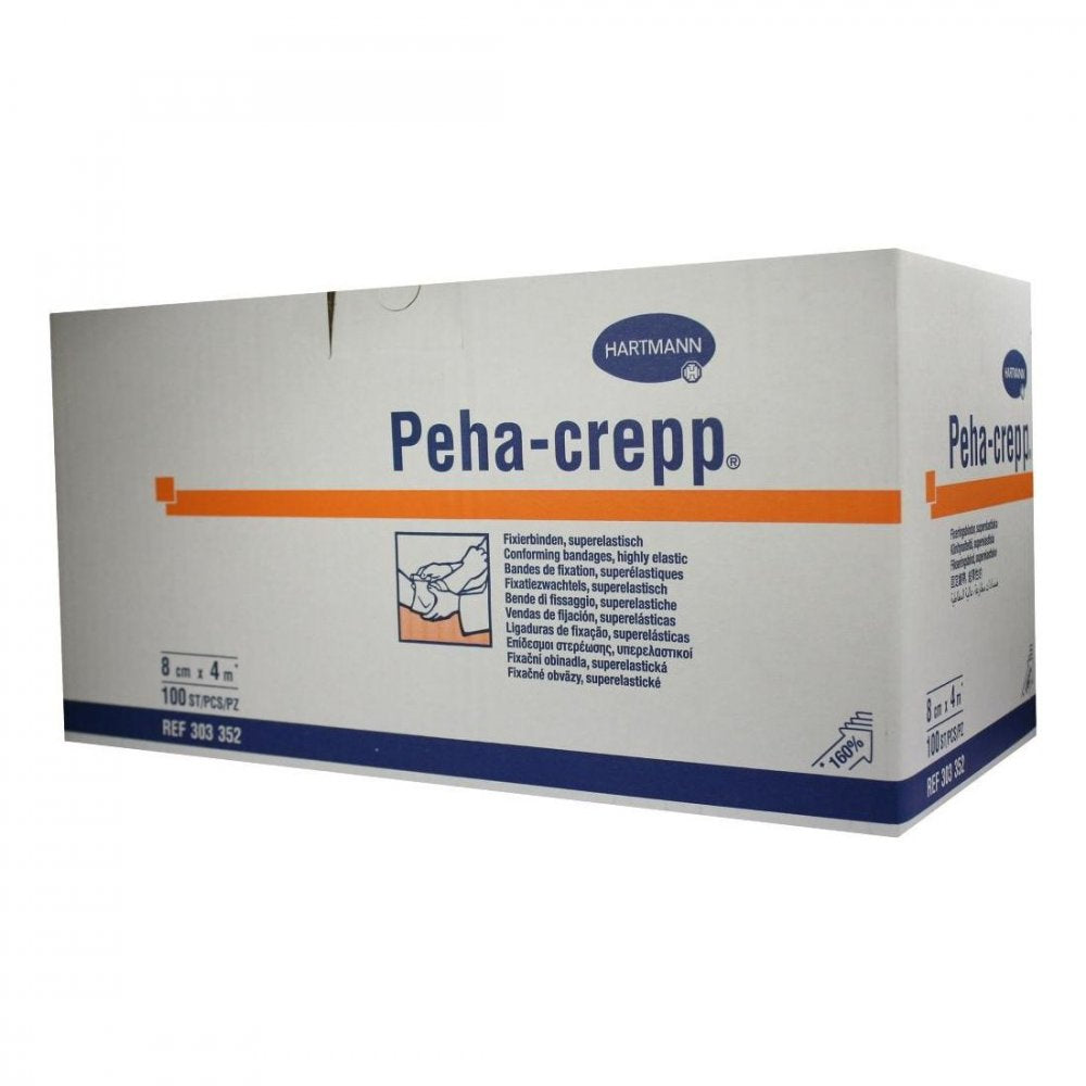 Das Produktfoto zeigt Peha Crepp Fixierbinde 8 Cmx4 M Comp.Verp. (100 stk) PZN 03993562