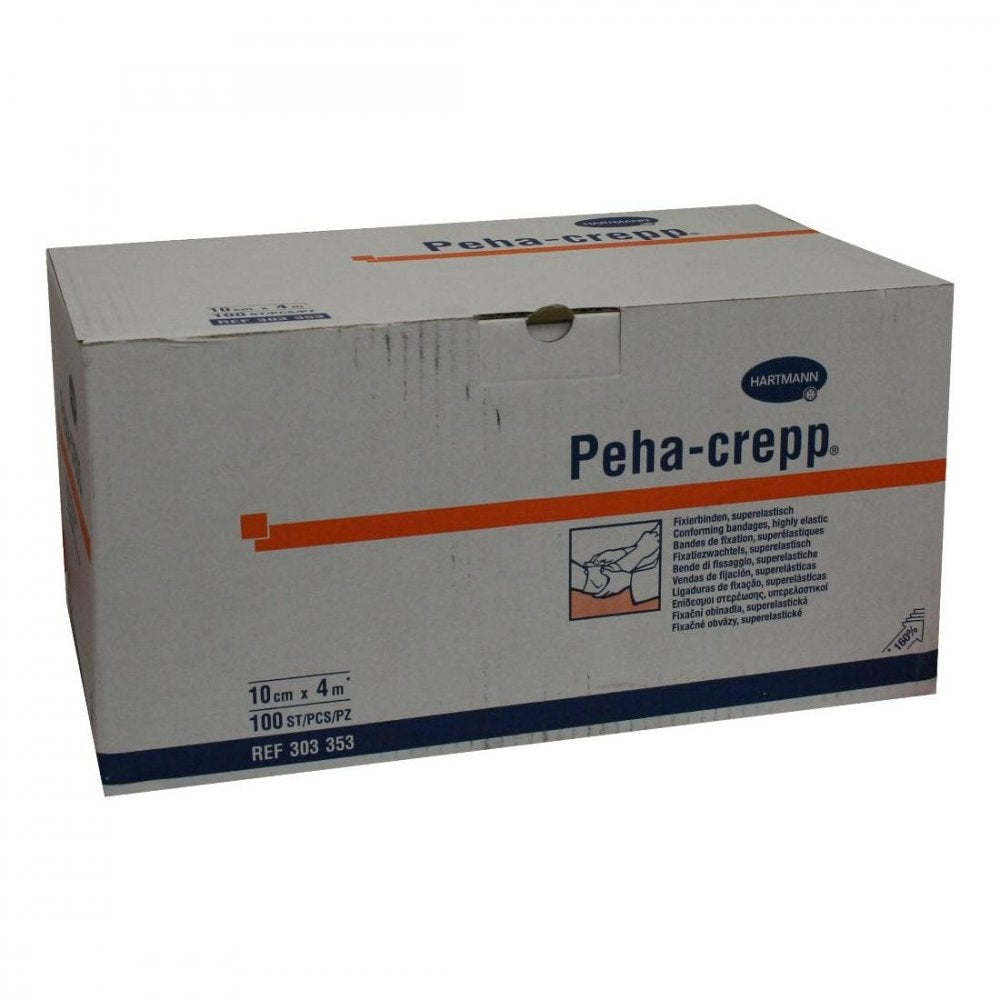 Das Produktfoto zeigt Peha Crepp Fixierbinde 10 Cmx4 M Comp.Verp. (100 stk) PZN 03993579