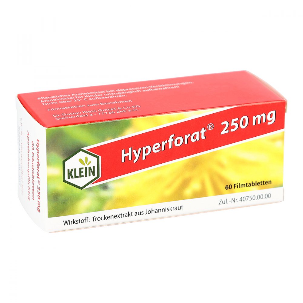 Das Produktfoto zeigt Hyperforat 250 Mg Filmtabletten (60 stk) PZN 04004584