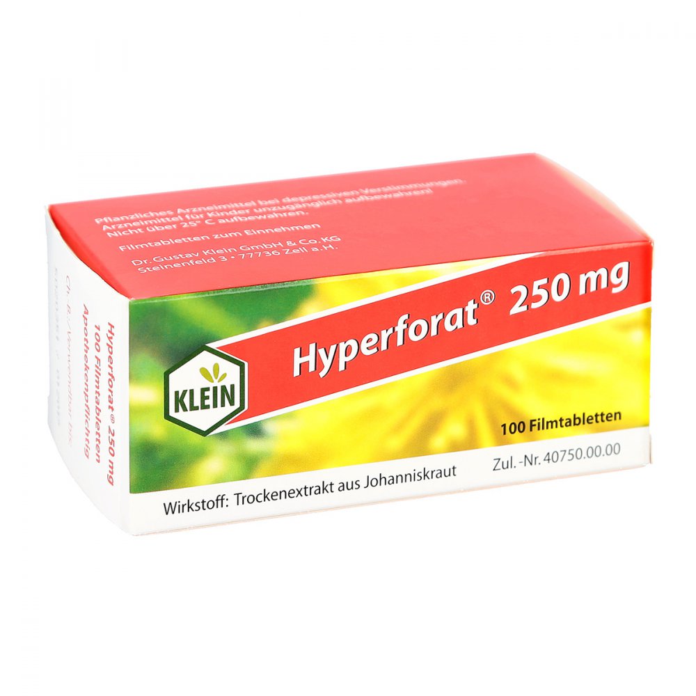 Das Produktfoto zeigt Hyperforat 250 Mg Filmtabletten (100 stk) PZN 04004590