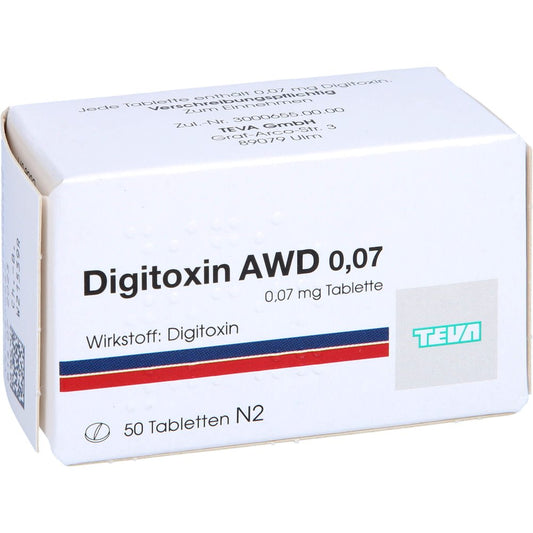 Das Produktfoto zeigt Digitoxin Awd 0,07 Mg Tabletten (50 stk) PZN 04008079