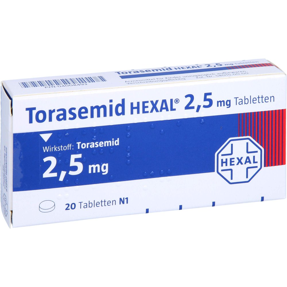 Das Produktfoto zeigt Torasemid Hexal 2,5 Mg Tabletten (20 stk) PZN 04008493