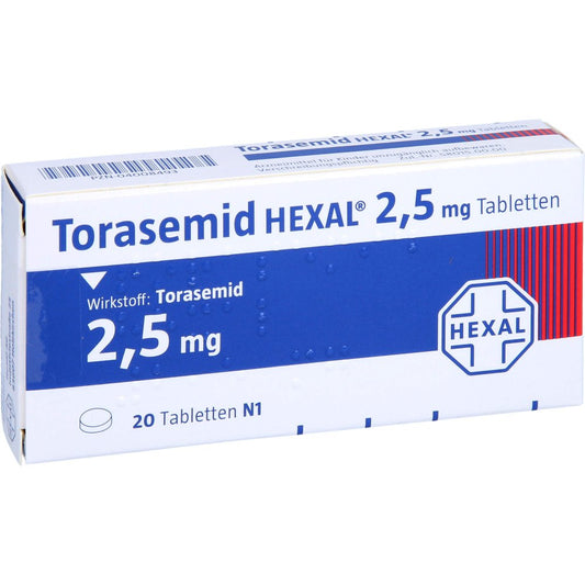 Das Produktfoto zeigt Torasemid Hexal 2,5 Mg Tabletten (20 stk) PZN 04008493
