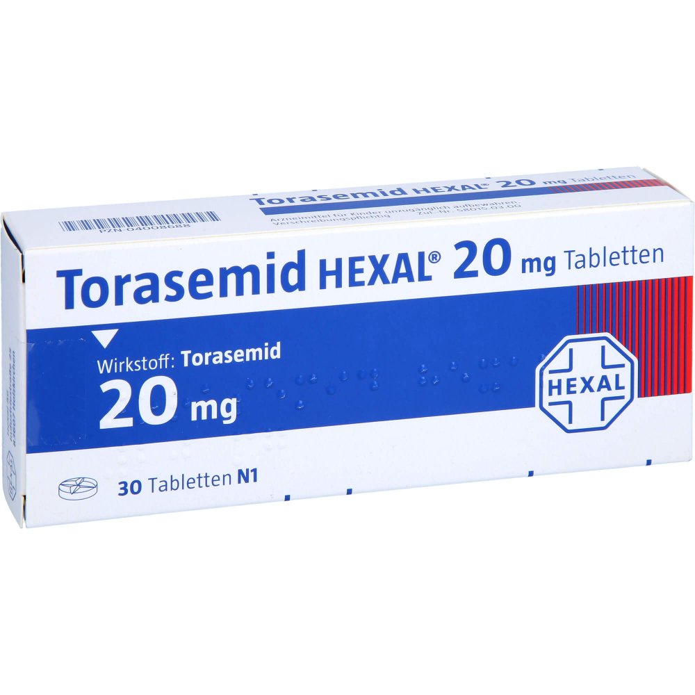 Das Produktfoto zeigt Torasemid Hexal 20 Mg Tabletten (30 stk) PZN 04008688
