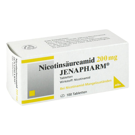 Das Produktfoto zeigt Nicotinsäureamid 200 Mg Jenapharm Tabletten (100 stk) PZN 04019137