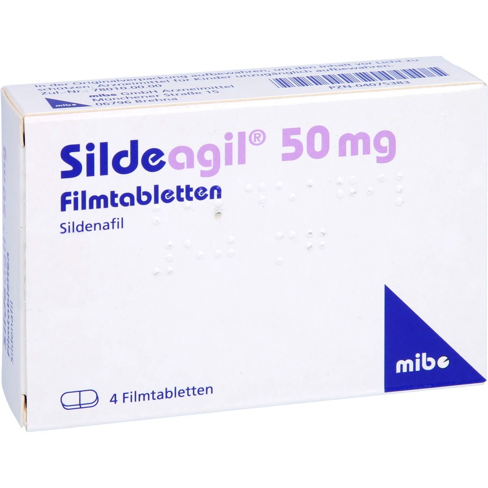 Das Produktfoto zeigt Sildeagil 50 Mg Filmtabletten (4 stk) PZN 04075383