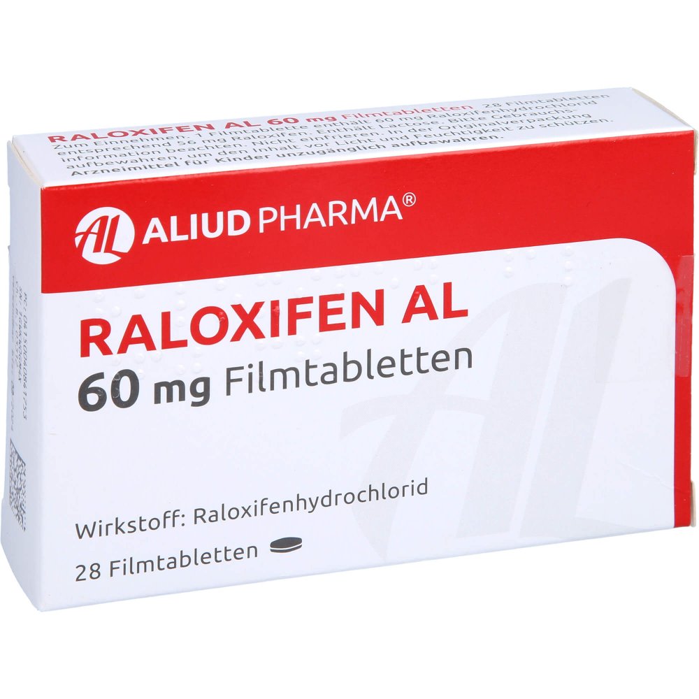 Das Produktfoto zeigt Raloxifen Al 60 Mg Filmtabletten (28 stk) PZN 04084175