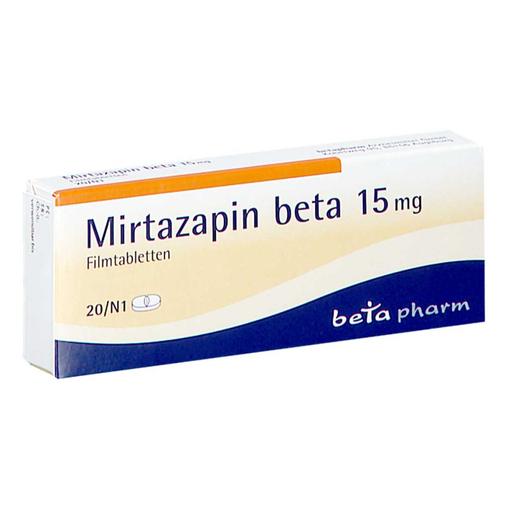 Das Produktfoto zeigt Mirtazapin Beta 15 Mg Filmtabletten (20 stk) PZN 04087340