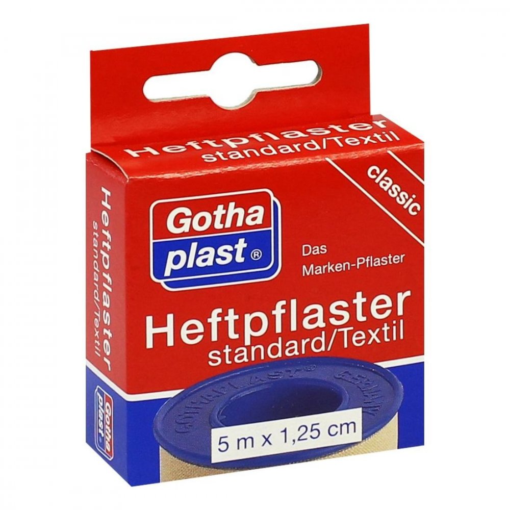 Das Produktfoto zeigt Gothaplast Heftpfl.Stand.1,25 Cmx5 M Euroaufhänger (1 stk) PZN 04092045