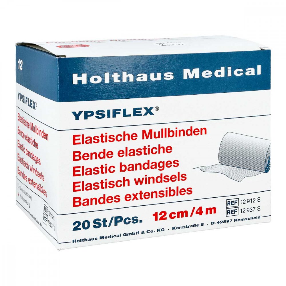 Das Produktfoto zeigt Mullbinden Elastisch 12 Cmx4 M (20 stk) PZN 04095144
