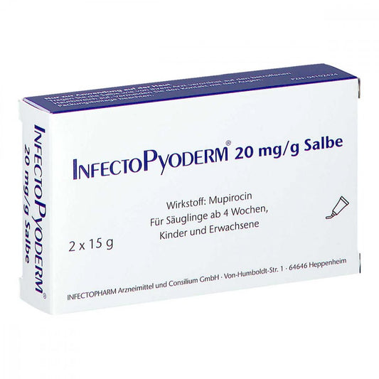 Das Produktfoto zeigt Infectopyoderm Salbe (2X15 g) PZN 04102424
