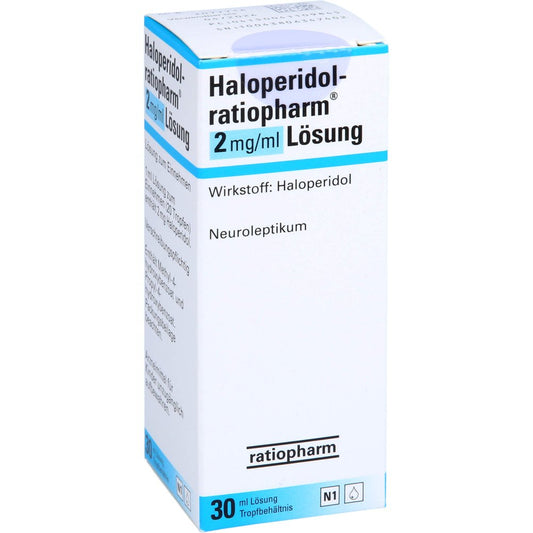 Das Produktfoto zeigt Haloperidol-Ratiopharm 2 Mg/Ml Lsg.Z.Einn.Tropf. (30 ml) PZN 04110984
