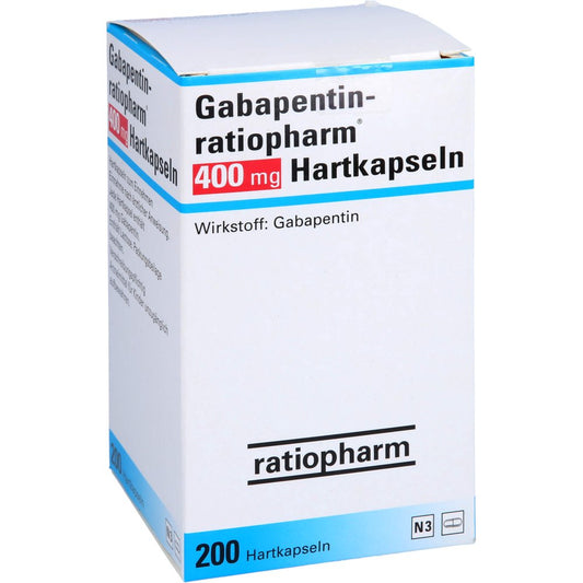 Das Produktfoto zeigt Gabapentin-Ratiopharm 400 Mg Hartkapseln (200 stk) PZN 04120066