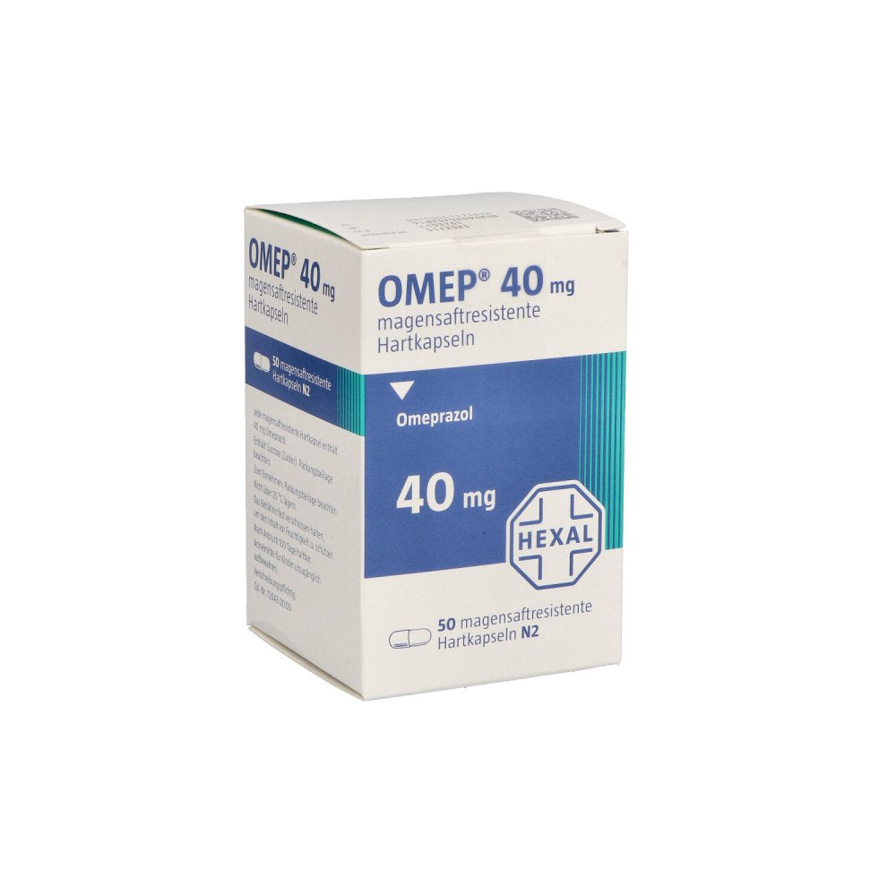 Das Produktfoto zeigt Omep 40 Mg Magensaftresistente Hartkapseln (50 stk) PZN 04127482