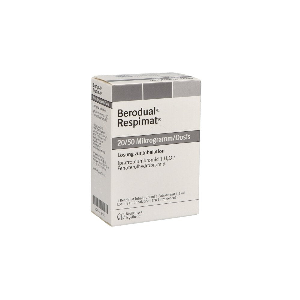 Das Produktfoto zeigt Berodual Respimat Lösung Z.Inhalation (4.5 ml) PZN 04128978