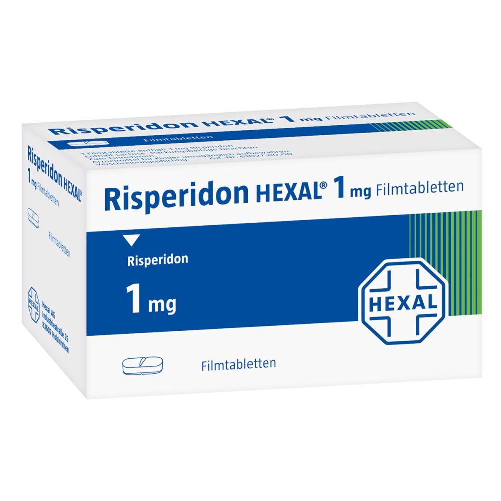 Das Produktfoto zeigt Risperidon Hexal 1 Mg Filmtabletten (20 stk) PZN 04156207