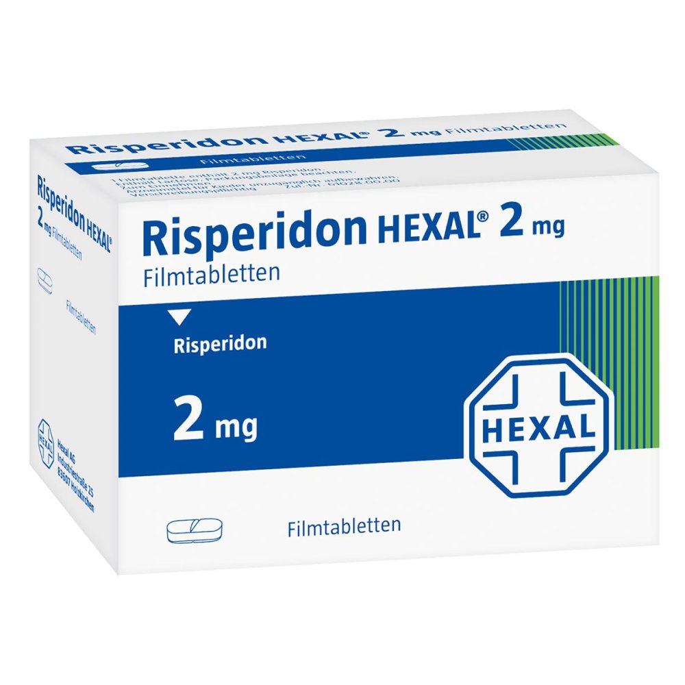 Das Produktfoto zeigt Risperidon Hexal 2 Mg Filmtabletten (50 stk) PZN 04156408