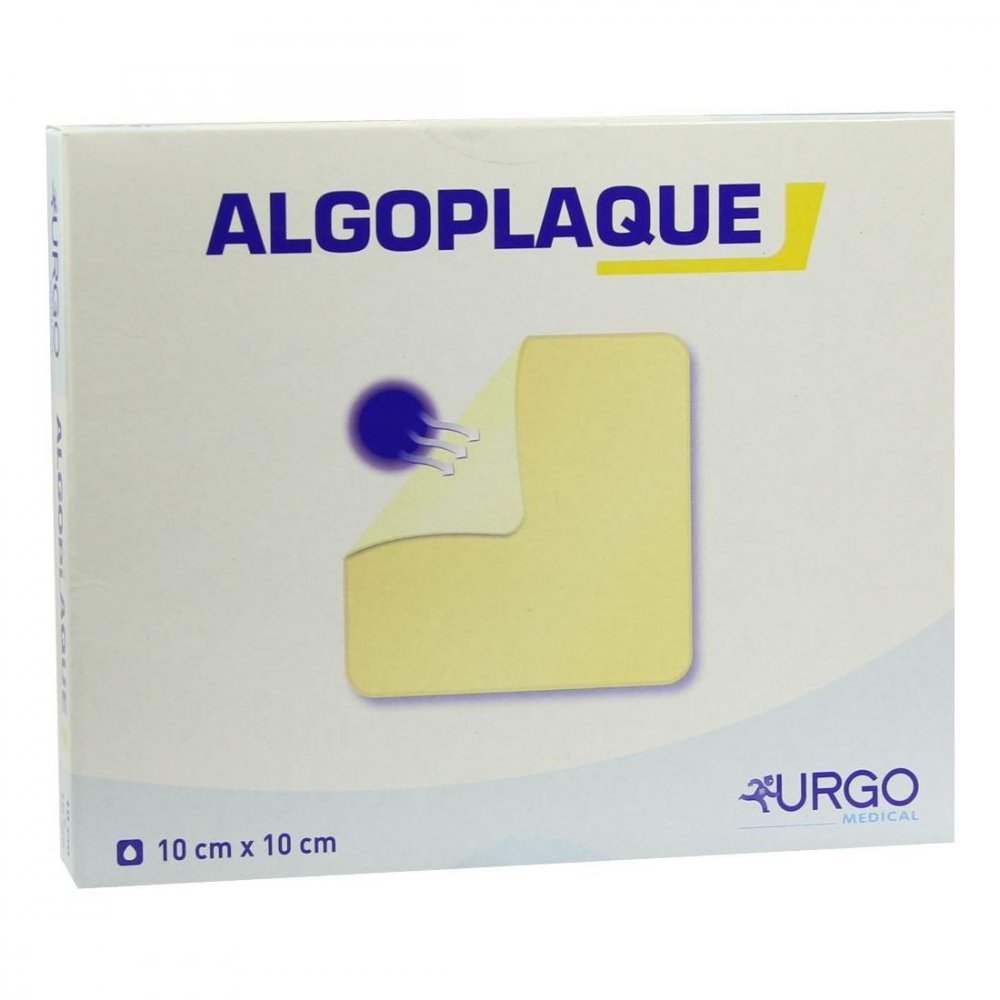 Das Produktfoto zeigt Algoplaque 10x10 Cm Flexib.Hydrokolloidverb. (10 stk) PZN 04170408