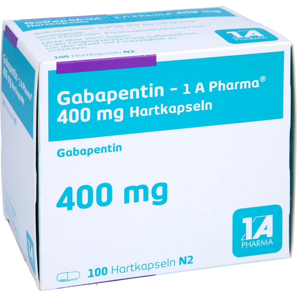 Das Produktfoto zeigt Gabapentin-1a Pharma 400 Mg Hartkapseln (100 stk) PZN 04170704