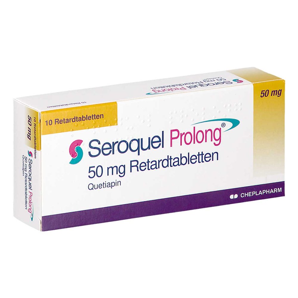 Das Produktfoto zeigt Seroquel Prolong 50 Mg Retardtabletten (10 stk) PZN 04172809