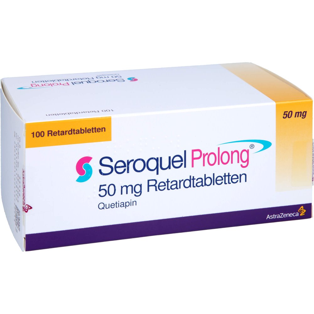 Das Produktfoto zeigt Seroquel Prolong 50 Mg Retardtabletten (100 stk) PZN 04172815