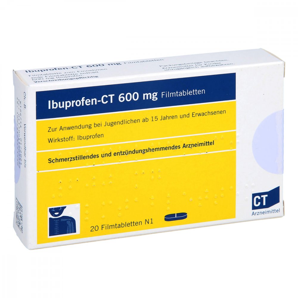 Das Produktfoto zeigt Ibuprofen-Ct 600 Mg Filmtabletten (20 stk) PZN 04190888