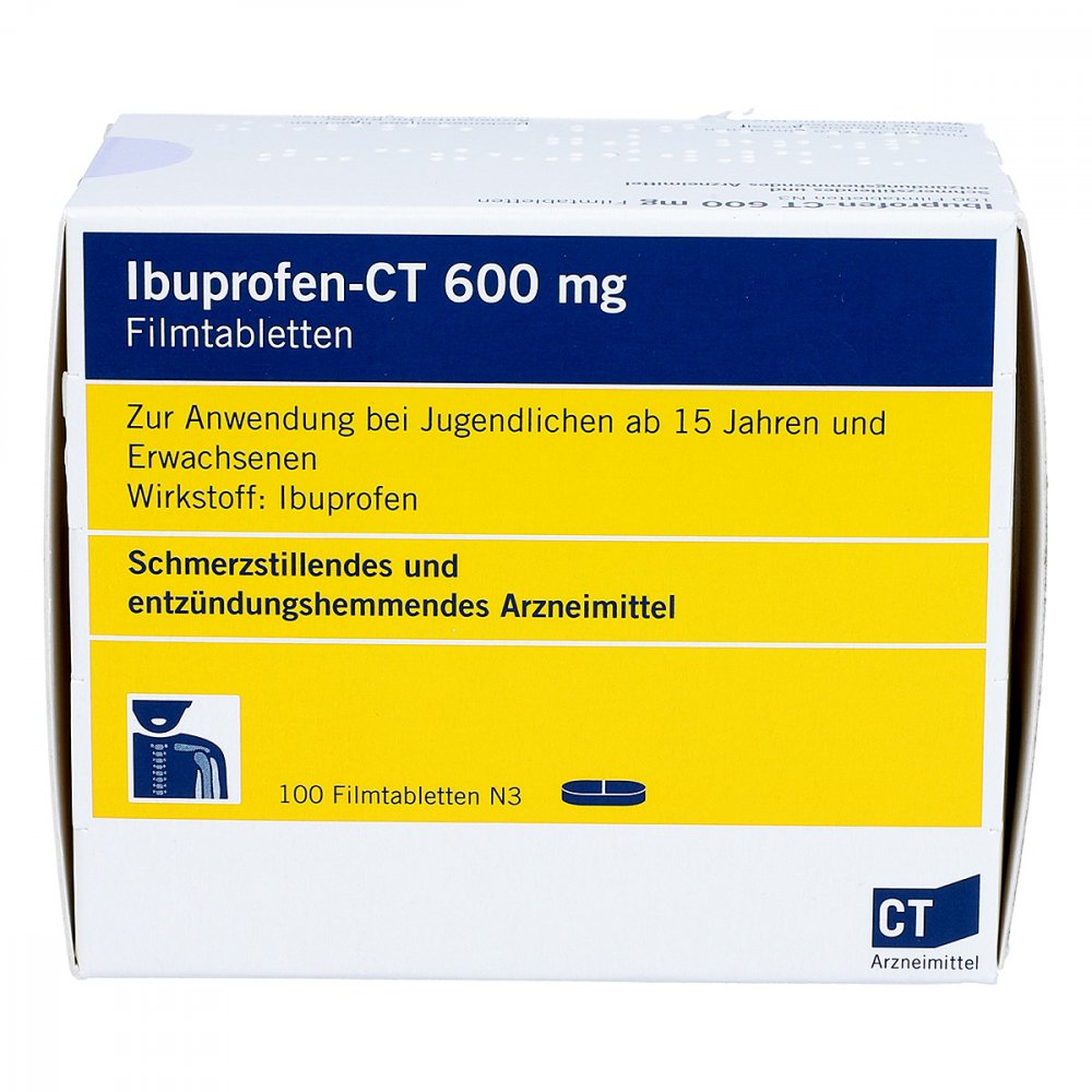 Das Produktfoto zeigt Ibuprofen-Ct 600 Mg Filmtabletten (100 stk) PZN 04190902